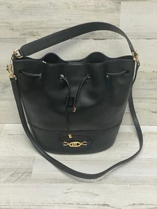 Ralph Lauren Women Lauren Black Andie Large Leather Drawstring Bag - Picture 1 of 9