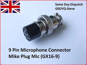 9 Pin Microphone Connector Mike Plug Mic (GX16-9) - Picture 1 of 3