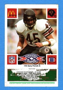 1986 McDonald's Bears Green Tab #45 Gary Fencik Chicago Bears - Picture 1 of 1