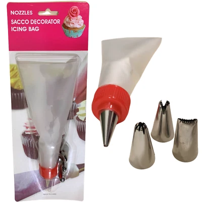 Kit de herramientas para decoración de pasteles Sugarcraft, 4 puntas para tuberías de glaseado y bolsa para glaseado de pastelería Foto 1 de 4