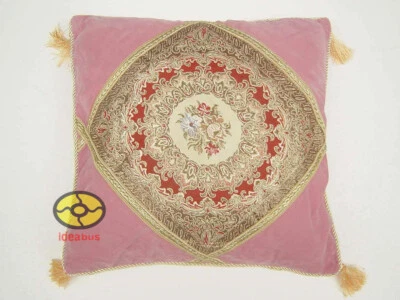 Funda/Funda de Almohada Estilo Moda Floral Bordada Tela Gamuza Rosa con Bordado Foto 1 de 4
