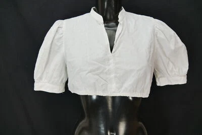 Gr.38 Dirndlbluse weiß Bluse für Dirndl Baumwolle mit Borte B10575 - Bild 1 von 4
