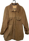 Vintage unbranded suede coat jacket shacket tan brown lined 80s size 14