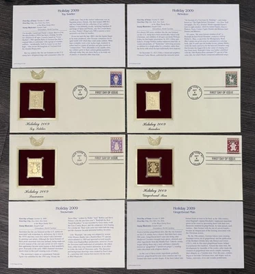 Lot of 4: Gold Replica Stamps - Holiday 2009 - Image 1 of 4