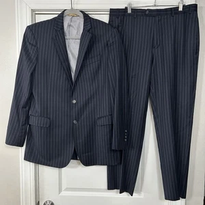 Brooks Brothers Explorer Regent Fit Suit 40L Blazer Pants Navy Pinstriped - Picture 1 of 24