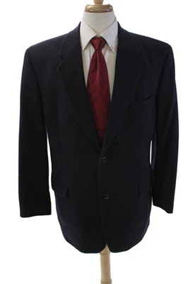 Chaqueta Blazer Andrew Fezza Para Hombres Cachemira Dos Botones Manga Larga Azul Marino Talla 44L Foto 1 de 4
