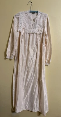 Vintage Christian Dior 70s Lingerie Nightgown Satin Pink Lace Womens Large - Image 1 of 4