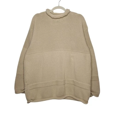 Vintage Guess Classic Sportswear Mock Neck Sweater Cotton Cream Tan Medium - Image 1 of 4