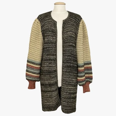 De Colección Bonnie Bill Mujer Suéter L Marrón Seda Mohair Grueso Cárdigan Boho Chic Foto 1 de 4