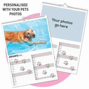 A4 Personalised DOG Wall Calendar 2026. Printed with Photos of your Dog. - Picture 1 of 6