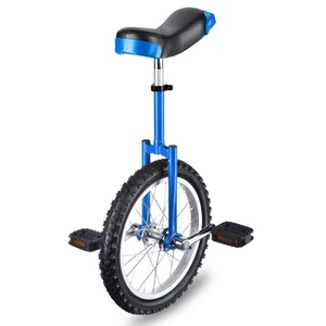 16" Blue Unicycle Cycling Scooter Circus Bike Skidproof Tire Balance Exercise - Picture 1 of 9