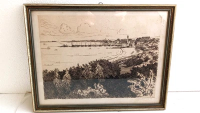 Berthold Hellingrath Radierung Danzig-Zoppot / Sopot um 1930,signiert, 29x36cm. - Bild 1 von 4