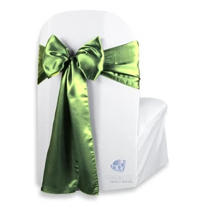 200 pcs Satin Chair Cover Bow Sash 108"x8" - Sage Green - Wedding Party ci - Picture 1 of 5