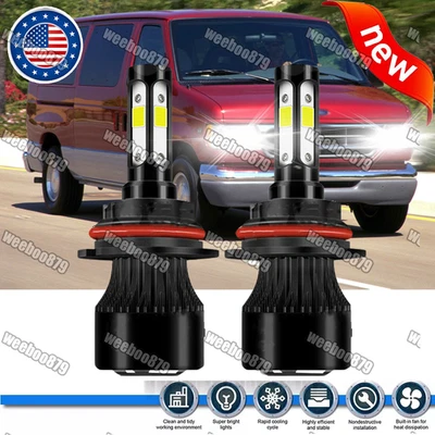 2X FORD ECONOMOLINE E150-E450 1995-2007 9007 lâmpadas de faróis LED feixe alto-baixo - Imagem 1 de 4
