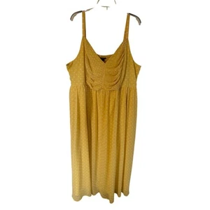 Torrid Chiffon Plissee Maxikleid gelb weiß gepunktet Übergröße 5X Sommerkleid - Bild 1 von 5