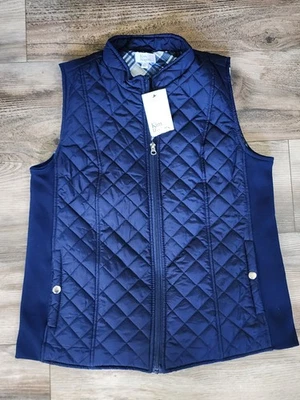 Chaleco acolchado Kim Roger's azul marino para mujer | Cremallera completa | Costilla lateral | Nuevo con etiquetas | Talla S Foto 1 de 4