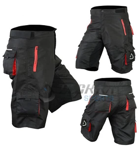 Mens cycling mtb shorts 6 pockets with detachable padded liner bicycle shorts - Picture 1 of 5