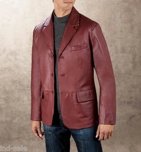 Custom Tailor Made All Size Genuine Lambskin Leather Jacket Blazer Burgundy - Picture 1 of 3