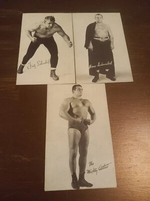 Lote de 3 cartas de lucha arcade 1957 Fritz Hans Schnabel cinturón poderoso atlas NWA como nuevo Foto 1 de 4
