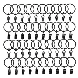 40 Pack Metal Curtain Rings with Clips Black Decorative Drapery Rustproof Vin... - Picture 1 of 7