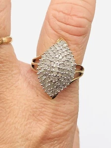 Vtg 10K Solid Yellow Gold 1 Carat Natural Diamond Cluster Flower Ring Sz. 7 - Picture 1 of 19