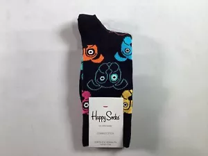 Adult Happy Socks Black Dogs Combed Cotton Socks Size W 5.5-9.5 M 4.5-7.5 NEW - Picture 1 of 5