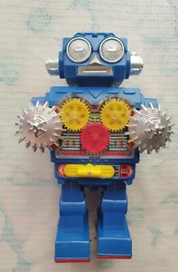 Juguete de hojalata/plástico Japón Horikawa construcción taladro robot para PIEZAS O REPARACIÓN - Imagen 1 de 6