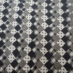 Patchwork Fabric Black White Plaid Polka Dot 110" x 45" 3 Yards Craft Sewing - Picture 1 of 6
