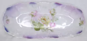 JSV Germany Antique Johann Seltmann Porcelain Iridescent 12” Oval Serving Dish - Picture 1 of 10
