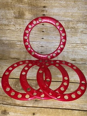 TWISTER HOOPLA GAME REPLACEMENT PARTS PIECES 4 RED PLASTIC RINGS - Imagem 1 de 4