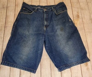 VTG ROCA WEAR Blue Denim Carpenter Jean Shorts Y2K Size 38 ***READ*** - Picture 1 of 5