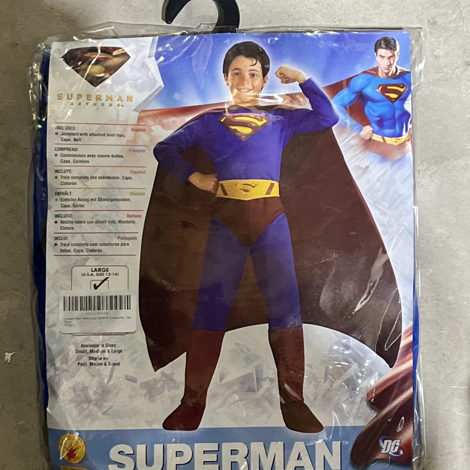 Superman Returns Costume  Size 12-14  1 piece with cape & Belt New - Image 1 of 2