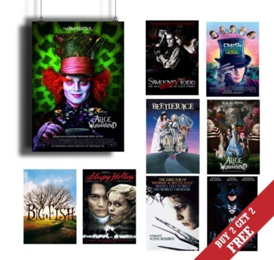A3 BEST TIM BURTON MOVIE POSTERS Modern Glossy Photo Print Picture Vintage Art - Image 1 of 2