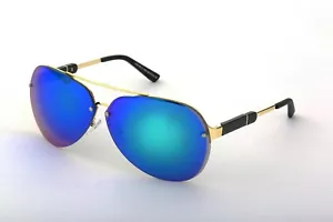 Frameless unisex fashion sunglasses with blue mirrored glasses - Picture 1 of 4