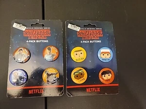 Stranger Things 2 4-Packs Buttons NEW 8 Total Netflix - Picture 1 of 2