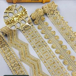 Vintage Style Glitter Gold Embroidery Lace Trim Ribbon DIY Sewing Decor Edging - Picture 1 of 28