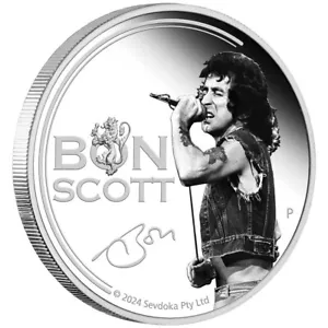 2024 Bon Scott Ronald 1oz Silver Proof Coloured The Perth Mint Australia Coin - Foto 1 di 6