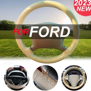 Cubierta de volante beige 15" cuero genuino para Ford F150 F250 F350 Super Duty - Imagen 1 de 12
