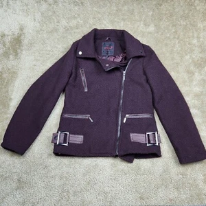 Yoki Women'S Zip-Up Pea Coat Jacket Burgundy Size L JW2165-4 EUC - Picture 1 of 9