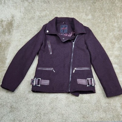 Yoki Women'S Zip-Up Pea Coat Jacket Burgundy Size L JW2165-4 EUC - Image 1 of 4