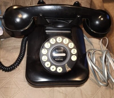 Teléfono grande Pottery Barn pulsador - estilo giratorio retro vintage - negro Foto 1 de 4