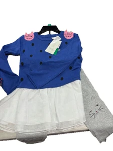 Blush by Us Angels Two Piece Girls Dress & Leggins Set(Cat Blue/Grey, 8)NWT - Picture 1 of 2