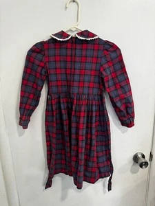 Vintage Laura Ashley Mother and Child Red Plaid Dress Size 6 Smocked Prairie - Picture 1 of 4