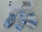 NIB LACOSTE Cotton Baby Boys Socks Gift Set Pale Blue White Stripe Pack of 3