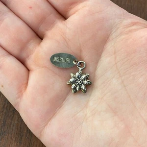Vintage 925 Sterling Silber "Missouri" Edelweiß Blume Anhänger Armband Charm - Bild 1 von 4