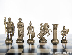 Roman Chess Pieces gold - black weighted
