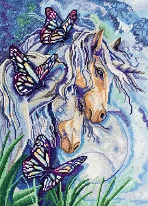 Cross Stitch Kit "Unicorns", size 9.8x13.8 in (25.0x35.0 cm) - Picture 1 of 3