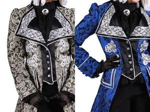 Barock Jacke Damen Brokat Gehrock blau od silber Gr.XS-XXL Karneval Fasching - Bild 1 von 7