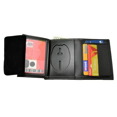 Perfect Fit 3" Eagle Top Badge Wallet Police Fireman CWP Leather S155 B296 - Image 1 of 4