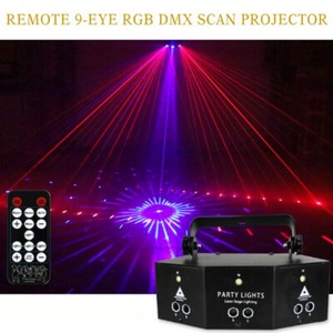 Remote LED Laser Light 9-EYE DMX Scan Projector Strobe DJ Party Stage Lights US